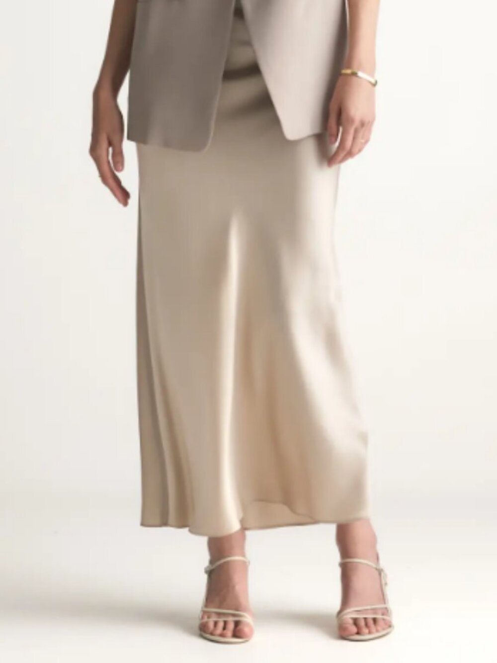 Washable Silk Maxi Skirt - Champagne - NWT